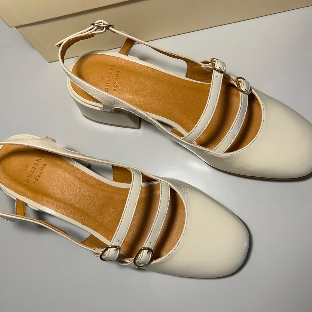 NEW Womens Sezane Paula Babies White Lacquer Shoes size US 6 FR 37 - Picture 4 of 16